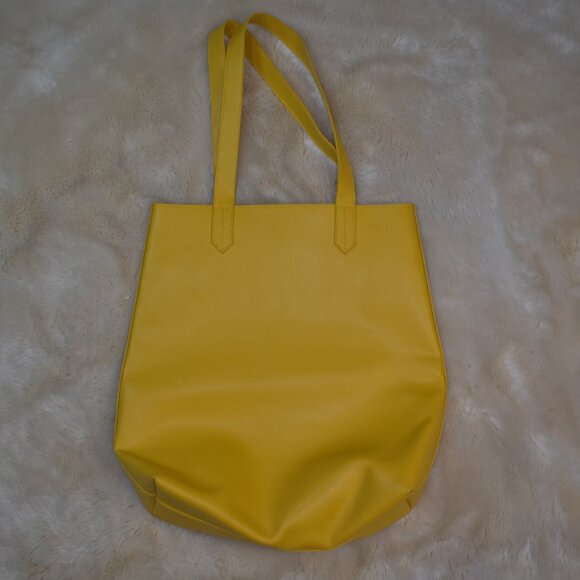 Saks Yellow Faux Leather Tote Shoulder Bag Large Purse Handbag - Picture 13 of 14